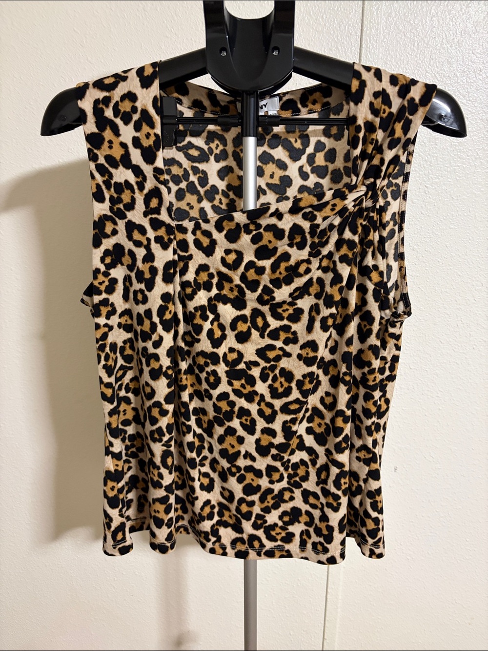 DKNY Leopard Print Tank Top - Black, Tan